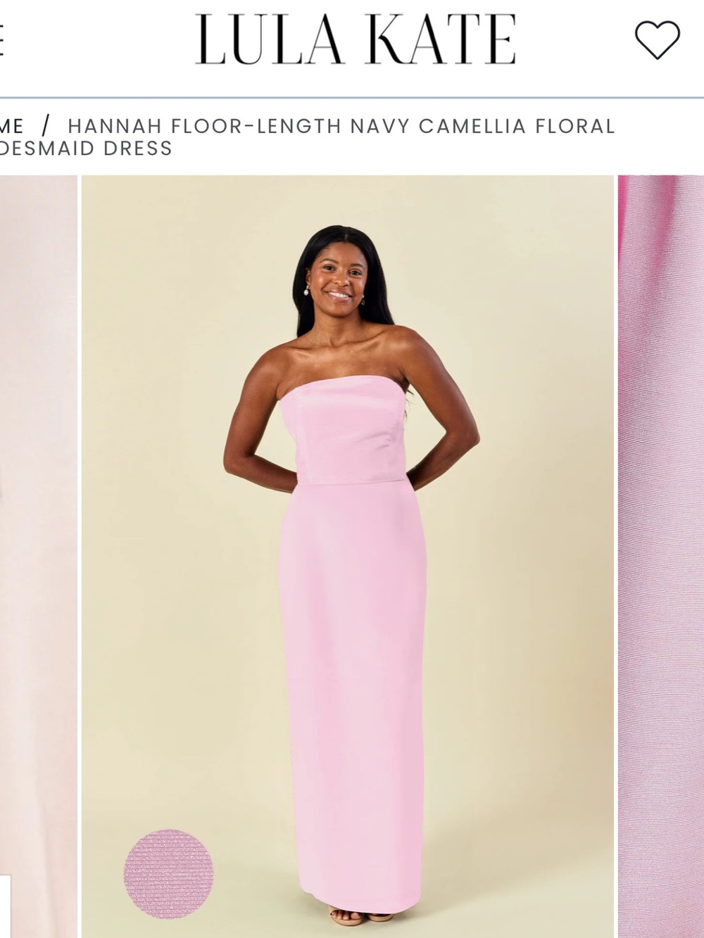 Lula Kate Strapless Floor-Length Pink Bridesmaid Dress
